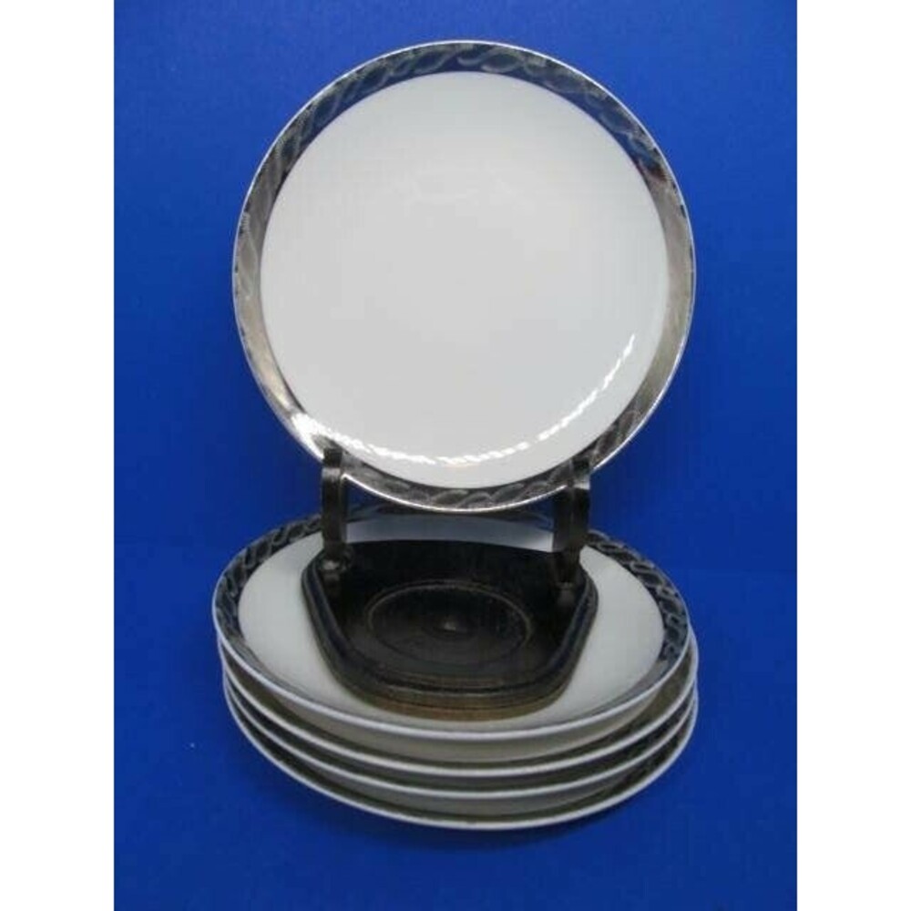 Fukagawa Arita Silver Lichen Pattern 6 3/8" Bread & Butter Dessert Plates (5)